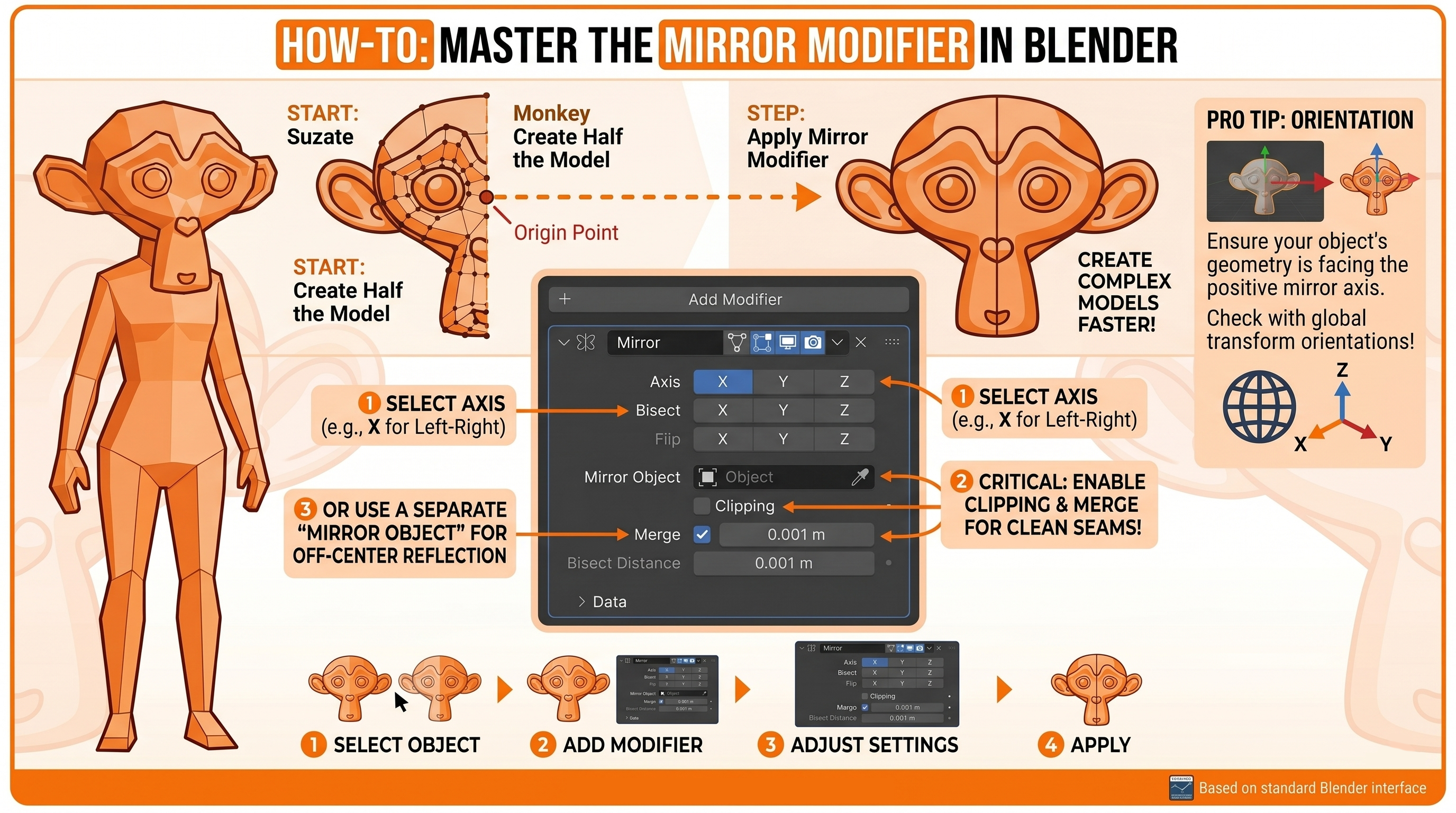 การใช้งาน Mirror ใน Blender
