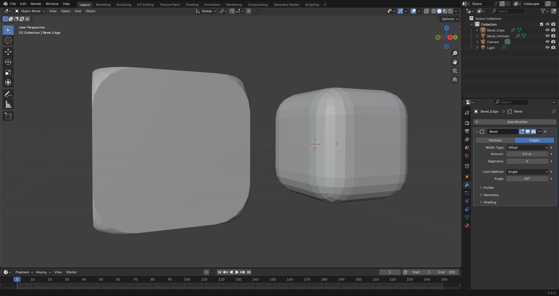 วิธีการใช้งาน Bevel Modifier ใน Blender